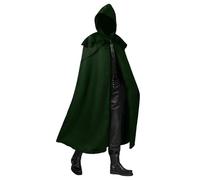 Black Cloak with Hood Halloween Cloak Novelty Outfit for Vampire Devil Witch Red Hooded Cape Fancy Dress Costume Unisex Accessory for Men and Women A03 Green M