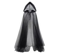 Black Cloak With Hood,Women's Outfits,Sheer Long Tulle Cape For Autumn Party Photo Ghost Halloween Vampire Wedding Bonfire Party Cosplay