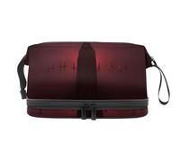Black Cloaked Seductive Vampire Devil Double Layer Cosmetic Bag for Women and Girls, Travel Toiletry Bag Makeup Handy Pouch Organiser Bag with Brush Compartment