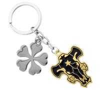 Black Clover Anime Keychains with Five-Leaf Clover & Black Bulls Charms, Premium Anime Merch & Gifts