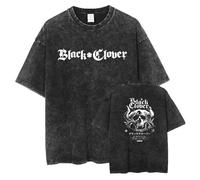 Black Clover T-Shirt Anime Printed Casual Short Sleeve Washed Model Retro Trend T-Shirt Cosplay Clothing Harajuku Style Short Sleeve...