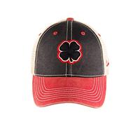 Black Clover Two-Tone Vintage 4 Adjustable Hat, Black Clover/Red Trim/Black/Tan, One size