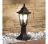 Black Coach Lantern Light Small Post Short Pathway Pedestal E27 IP44 Weatherproof Outdoor Garden Wall Patio Coast (No Bulb)