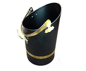 Black Coal Bucket Brass Handles Heavy Duty Scuttle Hod Fire Side Fireplace (Large 16 Inches)