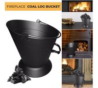 Black Coal & Log Bucket Fireside Scuttle Storage Cast Iron Style Metal Vintage