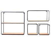 Black coated retro wire and wood wooden unit display shelf wall hanging home decor decoration shelves (SET OF 4 WALL HANGING SHELVES)