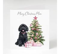 Black Cockapoo Mum Christmas Card - Adorable Dog Lover Xmas Card for Mum