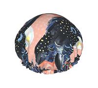 Black Cockatoo Australian Bird Galah Parrot Spot Waterproof Shower Cap,Elastic Bathing Hair Cap Environmental Protection Hair Bath Caps, Double WaterproofBathing Shower Hat