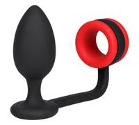 black Cocked N' Loaded Silicone Butt Plug & Cock Ring