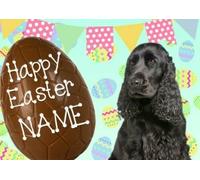 Black Cocker Spaniel Dog Happy Easter Personalised Greeting Card A5 EE128