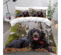 Black Cocker Spaniel King Size Duvet Cover Sets Animal Bedding Sets 3D Print 3 Pieces Soft Brushed Microfiber Quilt Cover 230x220 cm + 2 Pillowcases with Zipper D1588