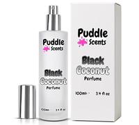 Black Coconut Perfume Spray - 100ml Parfum in Frosted White Glass Bottle - Fruity Scent - Branded Gift Box - Vegan Friendly - Puddle of Wax - Made in the UK