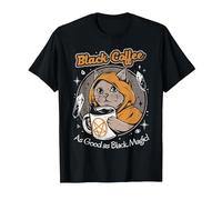 Black Coffee As Good As Black Magic Witchcraft RPG Cat T-Shirt, Men, Black, Large
