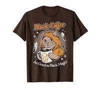 Black Coffee As Good As Black Magic Witchcraft RPG Cat T-Shirt, Men, Brown, Small