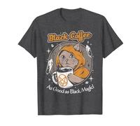 Black Coffee As Good As Black Magic Witchcraft RPG Cat T-Shirt, Men, Dark Heather Grey, 4X-Large