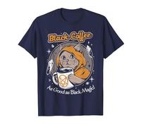 Black Coffee As Good As Black Magic Witchcraft RPG Cat T-Shirt, Men, Navy Blue, 5X-Large