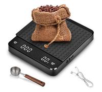 Black Coffee Scales, Rechargeable Mini Coffee Scale with Timer, 3kg/0.1g High Precision Kitchen Scale, Large LED Display, Portable Digital Food Gold Scales for Pour Over & Espresso Brewing