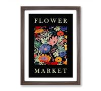 Black Collection Flower Market Exhibition No.3 Framed Print | A2 Walnut Framed Wall Art | Ready to Hang | Modern Floral Picture | Living Room Bedroom Lounge Office