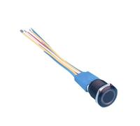 Black color 22mm push button switch 12V angel eye ring led switch with wiring harness 10pcs/lot IDGTTLDF(12V Blue LED)
