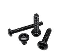 Black Color Zinc Plated 304 A2-70 Stainless Steel M2 M2.5 M3 M4 M5 M6 M8 GB2672 Six-Lobe Torx Pan Round Button Head Screw Bolt(16mm,10pcs M6)