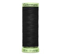 Black Colour 000 Gutermann Top Stitch Sewing Thread Extra Strong Thick Polyester Upholstery Jeans Denim Button Stitch (1 x 30 Meter Spools)