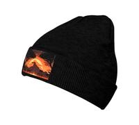 Black Comfort Knitted Hat Animals of The African Savannah Fashionable Design Suitable for Various Outdoor Occasions, Black, One size