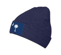 Black Comfort Knitted Hat South Carolina Flag Fashionable Design Suitable for Various Outdoor Occasions, Navy Blue, One size