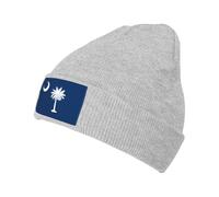 Black Comfort Knitted Hat South Carolina Flag Fashionable Design Suitable for Various Outdoor Occasions, Gray, One size
