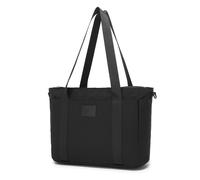 (Black) Comfortable and Easy-Carry Large-Capacity Travel Tote with Laptop Sleeve, Trolley Sleeve and Crossbody Strap