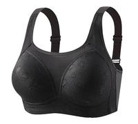 Black Comfortable Seamless Full Cup Bra for Women, Non-Wired Bra with Soft Support, Normal and Large Size Fitness Top Women, black, 14