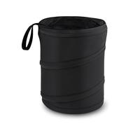 Black Compact Mini Collapsible Car Bin, Compact Foldable Car Rubbish Bin with Spring Frame, Velcro Base and Elastic Strap, Mini Trash Can for Vehicle, Office, Travel, Camping, and Outdoor Use