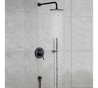 Black Concealed Shower Set - Wall-Mounted Round Dual Function Faucet with Fixed Showerheads for Hotel & Home, Modern In-Wall Shower System for Luxurious Bathing Experience