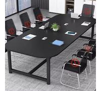 Black Conference Table Sturdy Wooden Office Desk with Adjustable Foot Pads Seminar Room Meeting Table with Cable Management Box 120x80x75CM