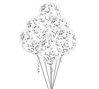 Black Confetti Clear Latex Balloons (30cm) Pack of 6 - Transparent Premium Latex, Perfect for Parties & Celebrations