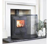 Black Contemporary Curved Single Panel Fire Guard