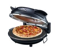 Cooks Professional Electric Pizza Oven with 31cm Stone Base, Glass Window, Timer, Stainless Steel Paddles & Baking Sheet | Energy Efficient Portable Countertop Pizza Maker Machine 1200W | Black