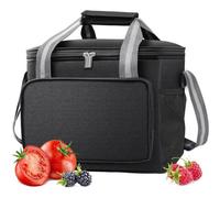 Black Cool Bag 15L Insulated Lunch Bag Large Cooler Bags For Travel Office Work Picnic