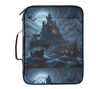 Black Cool Castle Cartoon Expandable Accordion Filing Folder with Removable Binder, Waterproof Nylon Organizer for