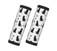 Black Cool Cat Paw Print Luggage Handle Wraps for Suitcase, Soft Travel Luggage Handle Cover Tags Identifiers for Suitcases