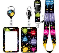 Black Cool Detachable Badge Holder Lanyard with Retractable Badge Reel Clip Cute Keychain for Women Men Teens Teachers Kids for ID Badge Keys Preppy School ID Holder Reel Lanyard, Inspirational Quotes