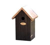 Black Copper Blue Tit Bird House, Wood and Copper Metal, W17cm x H25.5cm x D14cm, Outdoor Nesting Box