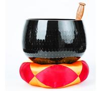 Black Copper Chime Buddha Sound Bowl, Temple Tibetan Singing Bowl for Meditation Healing Prayer Singing Bowls(7in)