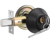 Black Copper Creek Single Cylinder Deadbolt Key Lock, Keyed Entry Door Knob Anti-Theft Exterior Door Hardware