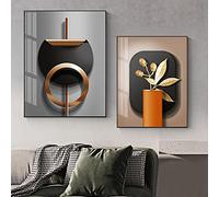 Black Copper Geometric Canvas Poster Print Modern Home Abstract Wall Art Painting Nordic Living Room Decoration Picture 21x30cmx2 Frameless
