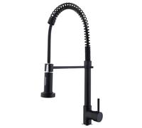 Black Copper Kitchen Sink Faucet 50cm Pull Down Spray Hose Dual Function Sprayhead Single Hole Design Modern Small Spring Style & Stylish for Home Use