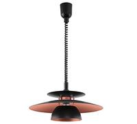 Black & Copper Metal Rise & Fall Vintage Retro Pendant Ceiling Light | 430mm Diameter | 1 x ES E27 Lamp Bulb Required (Not Included) | Ideal for Above Dining Table - Breakfast Bar