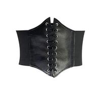 Black Corset Belt,Pirate Costume Adult Women Halloween,Wide Underbust Waist Corsets Dress Leather Belts Accessories,Womens Gothic Dresses Elastic Body Cincher for Cosplay Catwoman Retro Sash (Black)