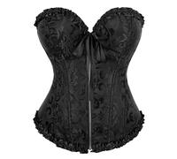 Black Corset Ladie's Lace Up Boned Overbust Corset Top for Women Halloween, Christmas, Pirate Party, Wedding, Cosplay Gothic Costumes Plus Size Bustier Lingerie Bodyshaper Black XS