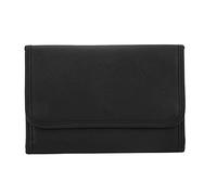Black Cosmetic Pouch, Travel Makeup Bag with Large Storage Capacity, PU Leather Portable Cosmetic Organizer for Women Men, Retro Foldable Toiletry Bag for Home