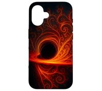 Black Cosmic Hole Fire Swirl Fractal Space Abstract Energy Case for iPhone 16